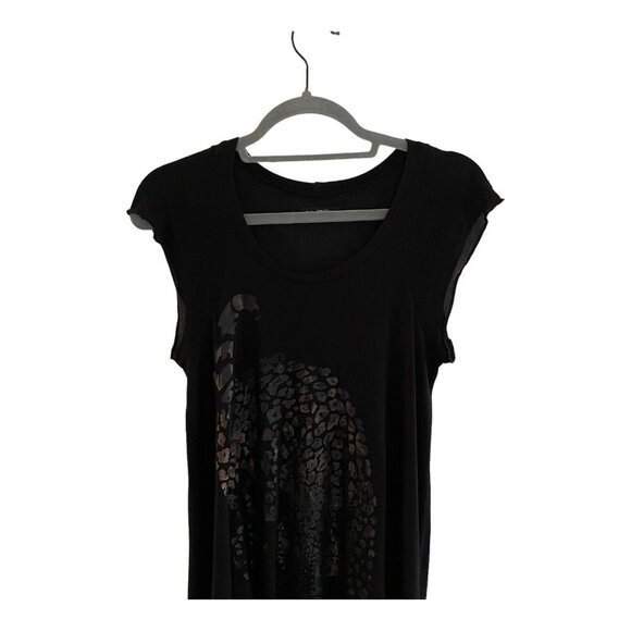 Lauren Moshi Black Leopard Graphic Asymmetrical Hem Tunic Tank Top Size XS Modal - Picture 7 of 10